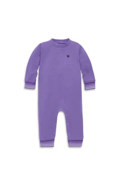 Primary Kids'  Baby Embroidered Stripe Trim Sweatshirt Romper In Violet