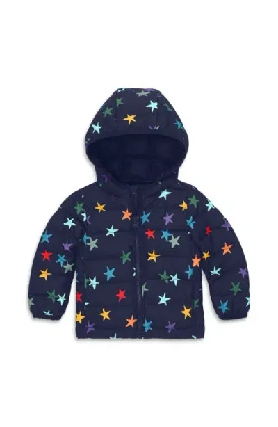 Primary Kids'  Baby Lightweight Puffer Jacket In Rainbow Confetti Stars In Navy Confetti Stars