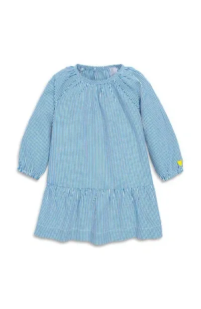 Primary Baby Popover Dress In Stripe In Blueberry White Stripe