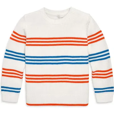 Primary Crewneck Sweater In Stripe In Pumpkin Blueberry Stripe