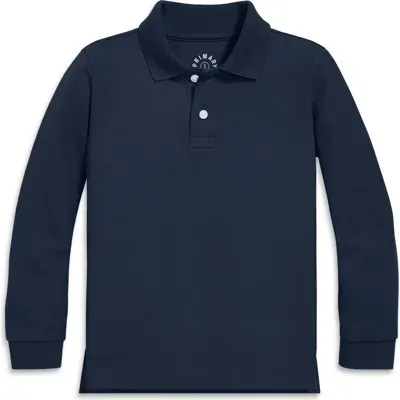 Primary Long Sleeve Pique Polo In Dark Navy