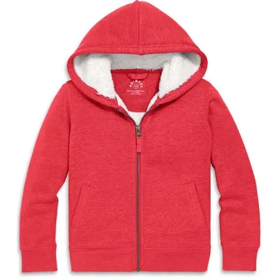 Primary Kids'  Teddy Fleece-lined Zip Hoodie In Heather Cherry