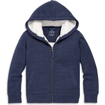 Primary Teddy Fleece-lined Zip Hoodie In Heather Navy