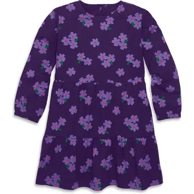 Primary Tiered Dress In Violets In Grape Violets