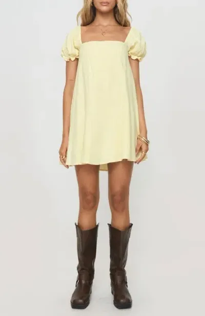 Princess Polly Beyond Linen Blend Minidress In Yellow