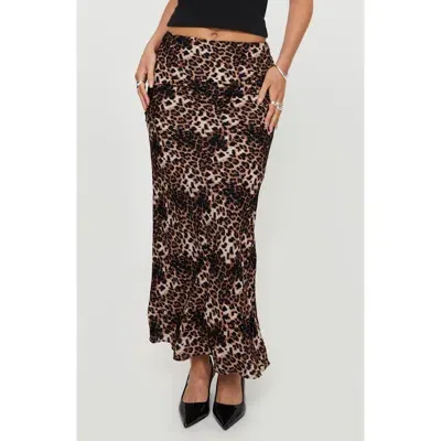 Princess Polly Emily Leopard Print Maxi Skirt In Brown