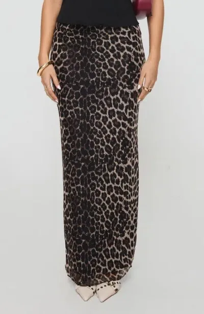 Princess Polly Ergo Leopard Mesh Maxi Skirt In Brown