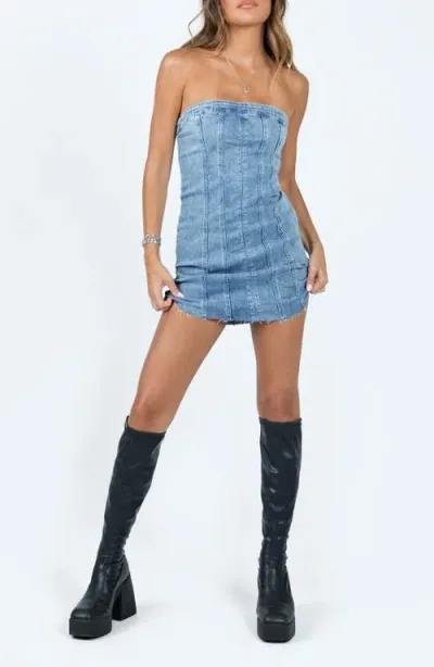 Princess Polly Houser Strapless Denim Minidress In Denim Blue