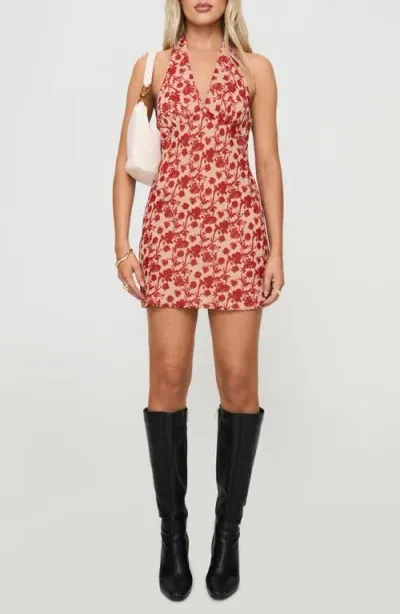 Princess Polly Neelia Floral Halter Minidress In Red