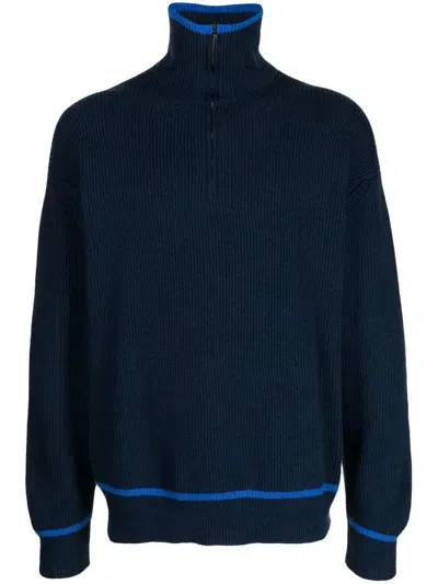 Pringle Of Scotland Half-zip Fastening Wool Jumper In Blue