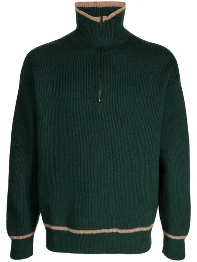 Pringle Of Scotland Half-zip Fastening Wool Jumper In Green