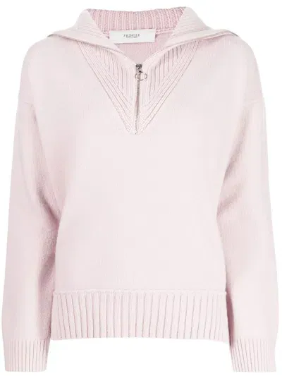 Pringle Of Scotland Half-zip Knitted Jumper In Powder_pink