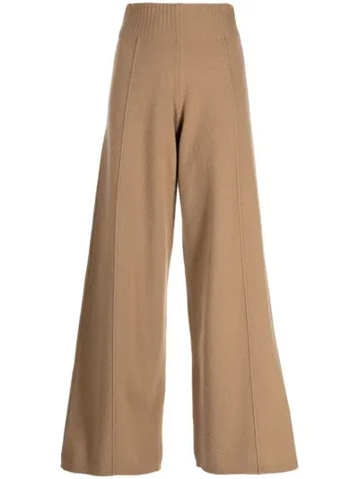 Pringle Of Scotland Wide Leg Cashmere Pants In Sand