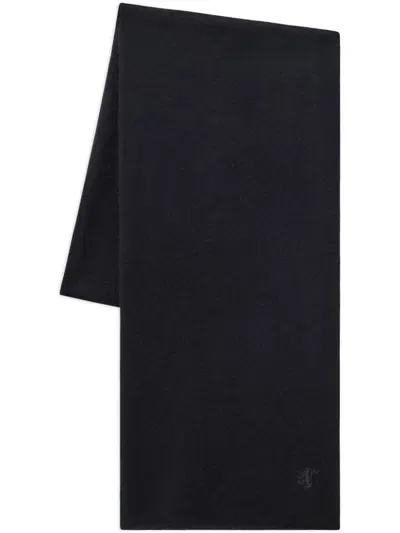 Pringle Of Scotland Logo-embroidered Cashmere Scarf In Black