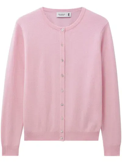 Pringle Of Scotland Round-neck Cashmere Cardigan In Pink