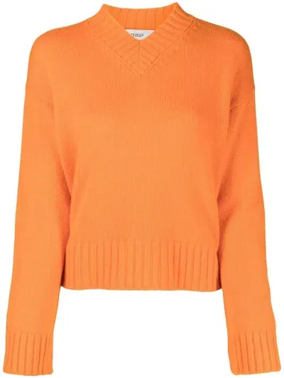 Pringle Of Scotland V-neck Cashmere Jumper In Orange