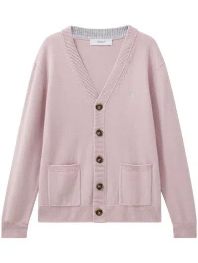 Pringle Of Scotland Wool V-neck Cardigan In Pink