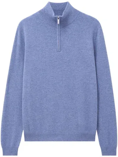 Pringle Of Scotland Zip Cashmere Jumper In Blue