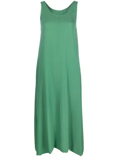 Private 0204 Shift Round-neck Midi Dress In Green