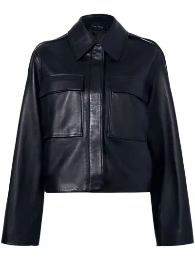 Proenza Schouler Dylan Glossy Leather Jacket In Black  