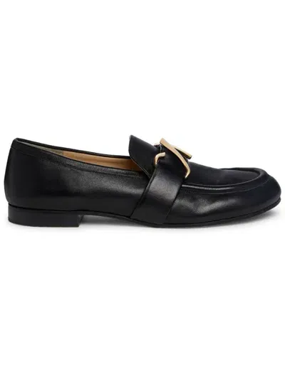 Proenza Schouler Monogram-plaque Embossed-leather Loafers In Black