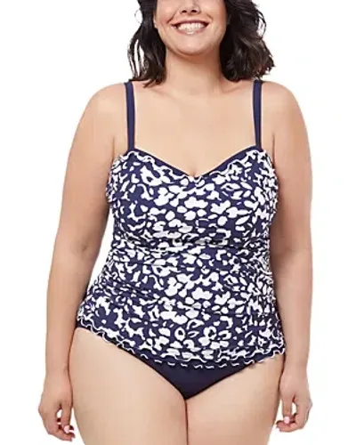 Profile By Gottex Pop Flower Tankini Top In Navy Purple