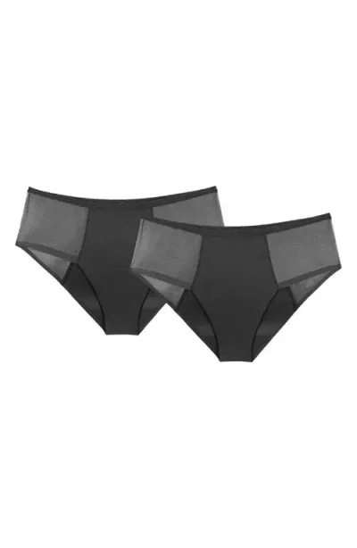 Proof ® 2-pack Period & Leak Heavy Absorbency Mesh Hipster Briefs In Black/black