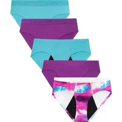 Proof ® Assorted 5-pack Teen Period & Leak Underwear In Purple/teal Multi