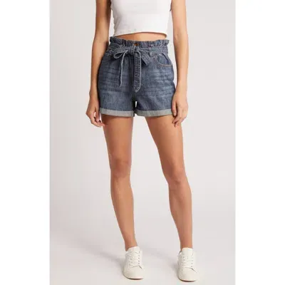 Prosperity Denim Paperbag Waist Denim Shorts In Blue