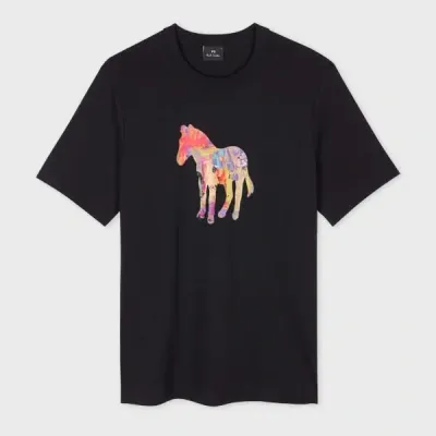 Ps By Paul Smith Black 'craft Zebra' Print T-shirt