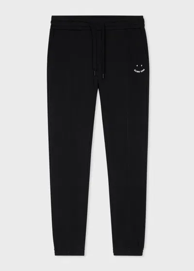 Ps By Paul Smith Black 'happy' Embroidery Sweatpants