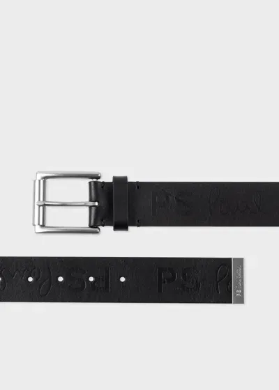 Ps By Paul Smith Black 'ps' Embossed Belt