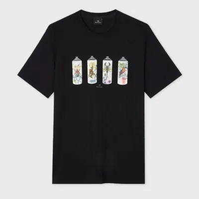 Ps By Paul Smith Black 'spray Cans' Print T-shirt