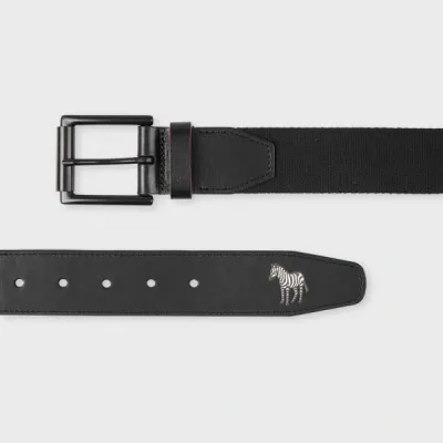 Ps By Paul Smith Black 'zebra' Webbing Belt