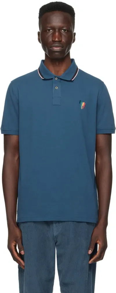 Ps By Paul Smith Blue Broad Stripe Zebra Polo In 46 Blues