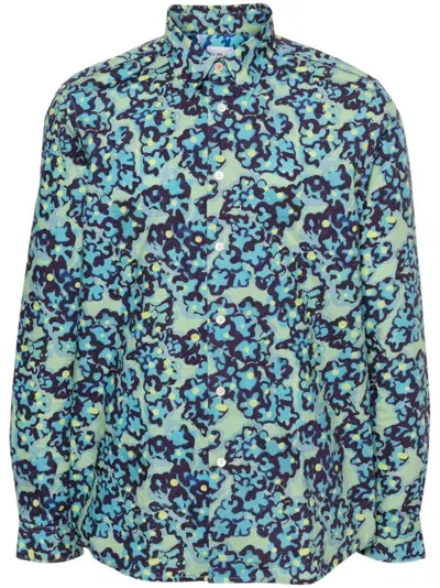 Ps By Paul Smith Bold Florals Shirt In Green