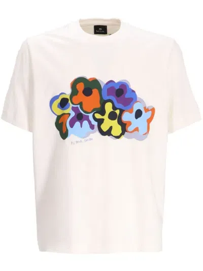 Ps By Paul Smith Bold Florals T-shirt In White