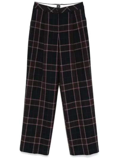 Ps By Paul Smith Check-pattern Trousers In Black