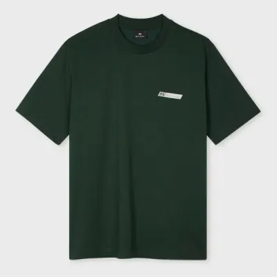 Ps By Paul Smith Dark Green Tilt Logo Cotton-blend T-shirt