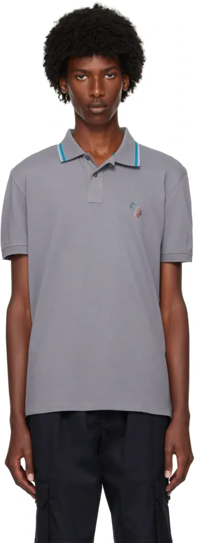 Ps By Paul Smith Gray Zebra Polo In 74 Greys