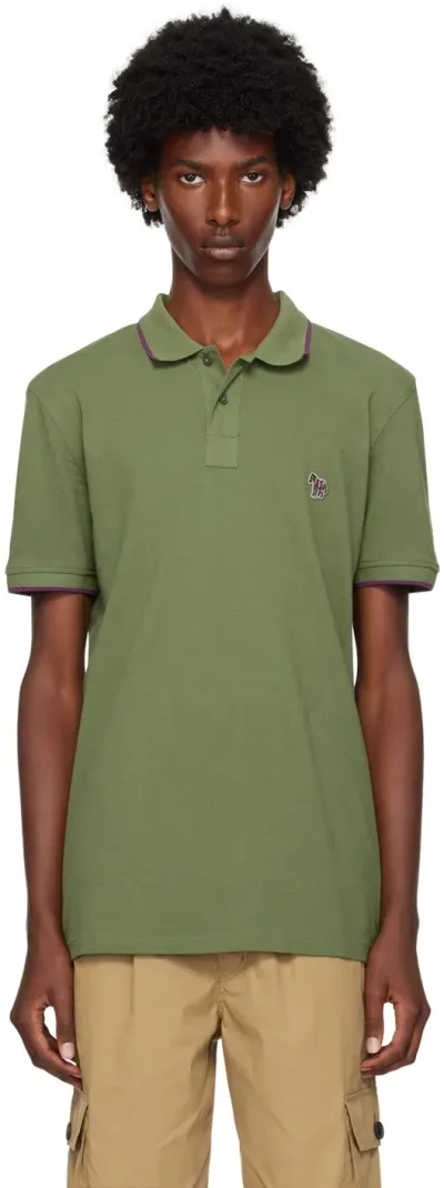 Ps By Paul Smith Green Zebra Polo In 34a Greens