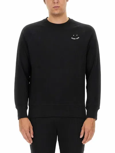 Ps By Paul Smith Black 'happy' Embroidery Sweatshirt