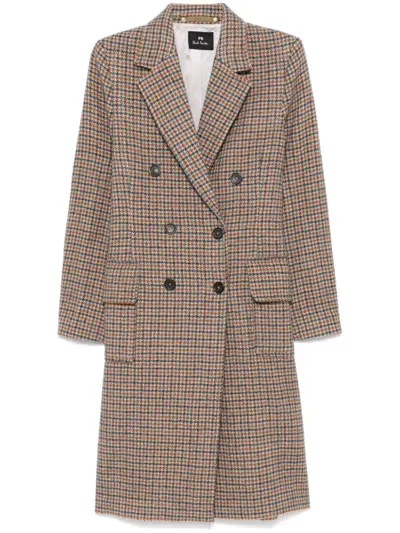 Ps By Paul Smith Houndstooth Coat In Multicolor