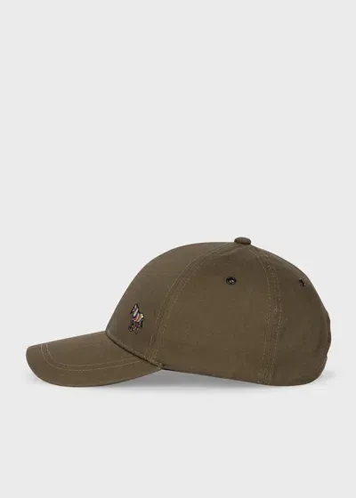 Ps By Paul Smith Khaki Green Zebra Logo Baseball Cap