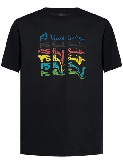 Ps By Paul Smith Logo-print Cotton T-shirt In Black