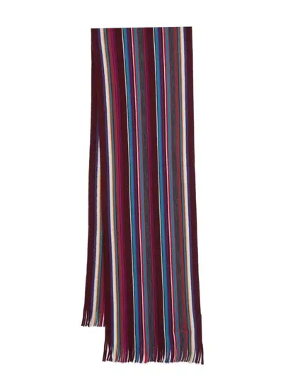 Ps By Paul Smith Multicolor Stripe Wool Scarf In Red