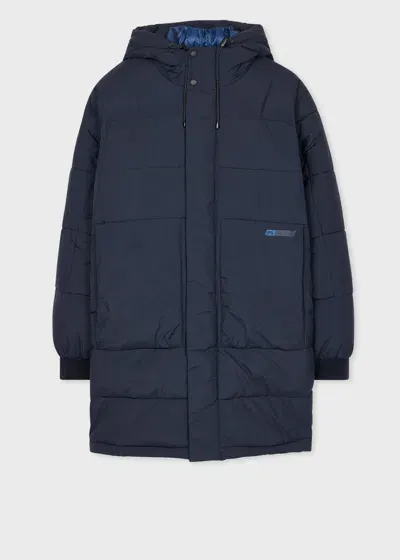 Ps By Paul Smith Navy Recycled-nylon Long Wadded Coat Blue