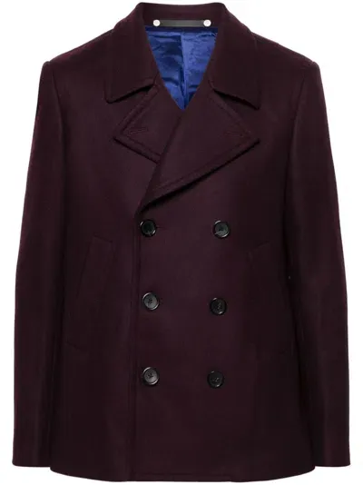 Ps By Paul Smith Notched-lapel Peacoat In Purple