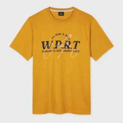 Ps By Paul Smith Orange 'wrong Place Right Time' Print T-shirt Yellow