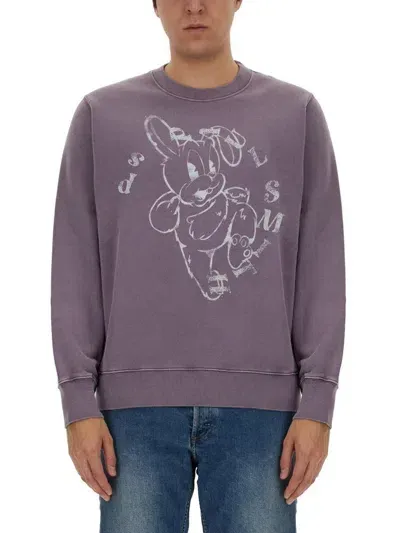 Ps By Paul Smith Sweatshirt With Bunny Print In Purple